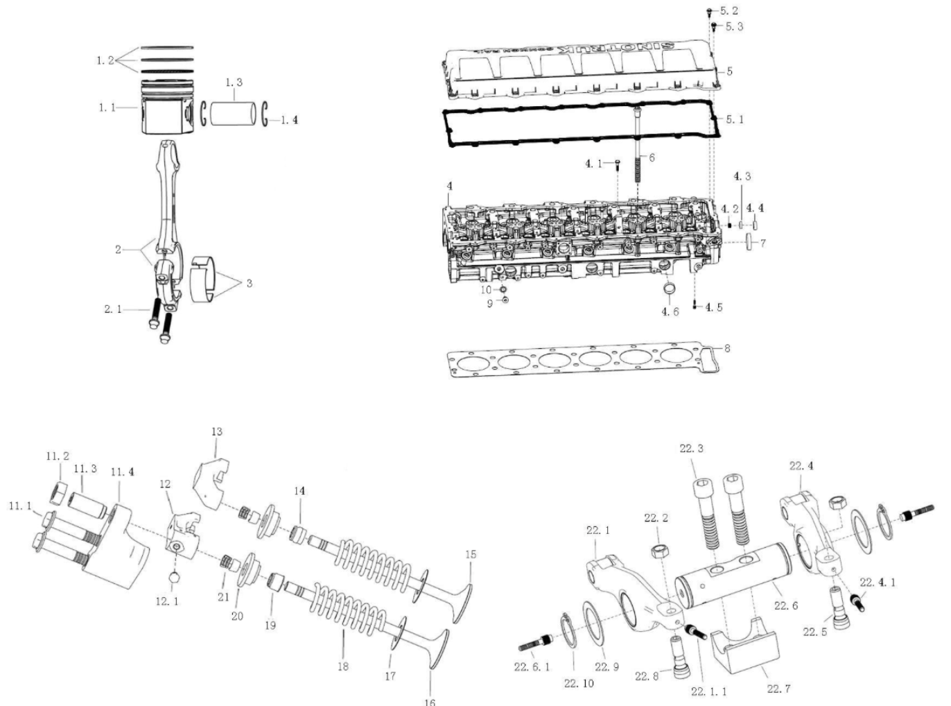 Connecting rod&Piston&Cylinder head&Distribution device